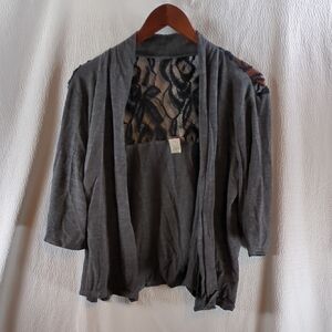 Gray Lace-Back Women's Sweater